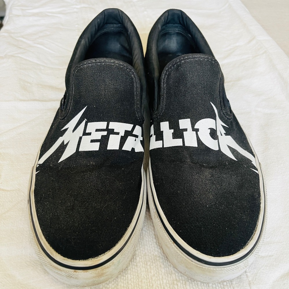 Vans x Metallica Classic Slip-On Black White 2018 Mens Size 10 VN0A38F7PZJ